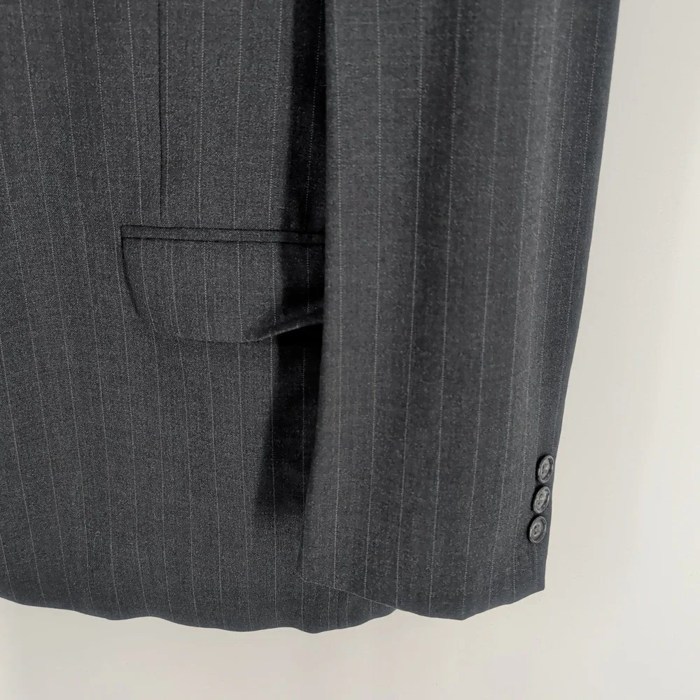 Botany Five Hundred Couture Two Button Pinstripe Sport‎ Coat Blazer Gray Sz 40R
